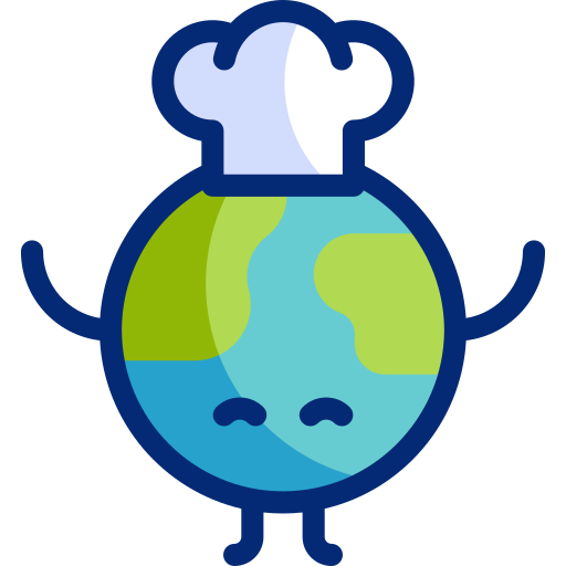 Chef ilustrado sosteniendo el planeta Tierra