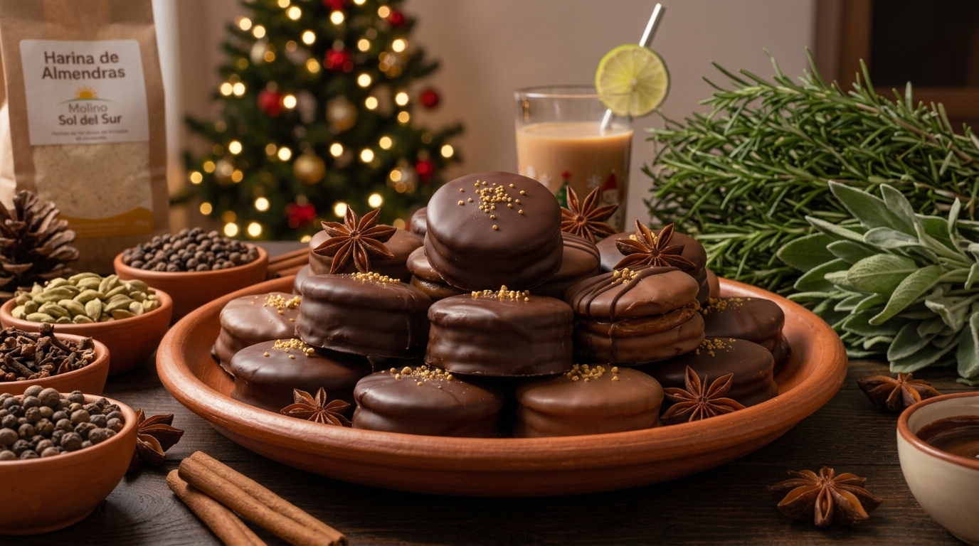 Alfajores bañados en chocolate terminado y listo para servir