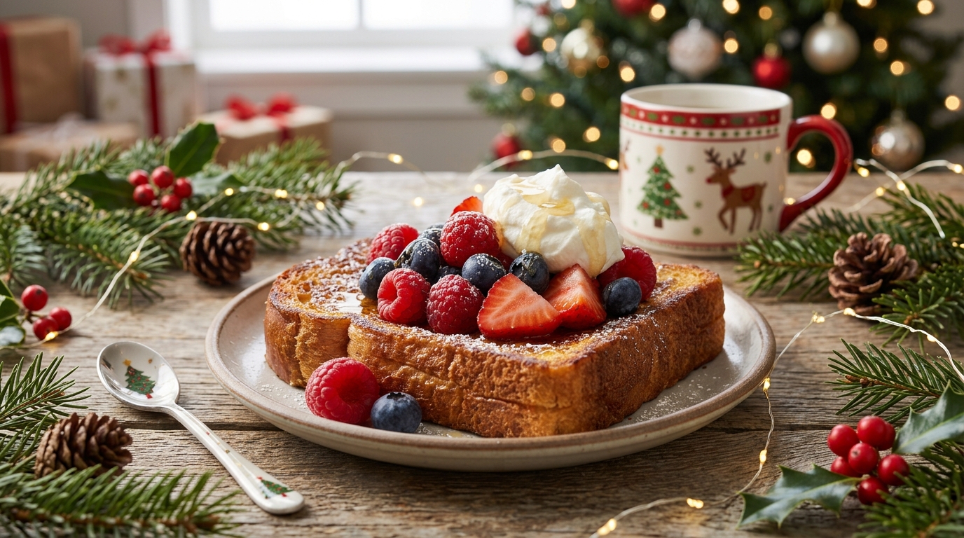 Brioche tostado con frutos rojos listo para servir