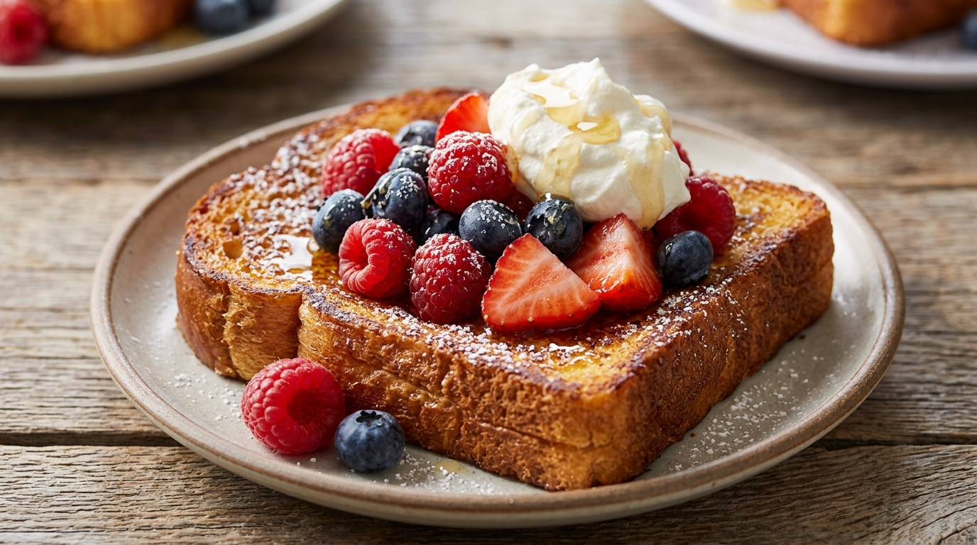 Brioche tostado con frutos rojos