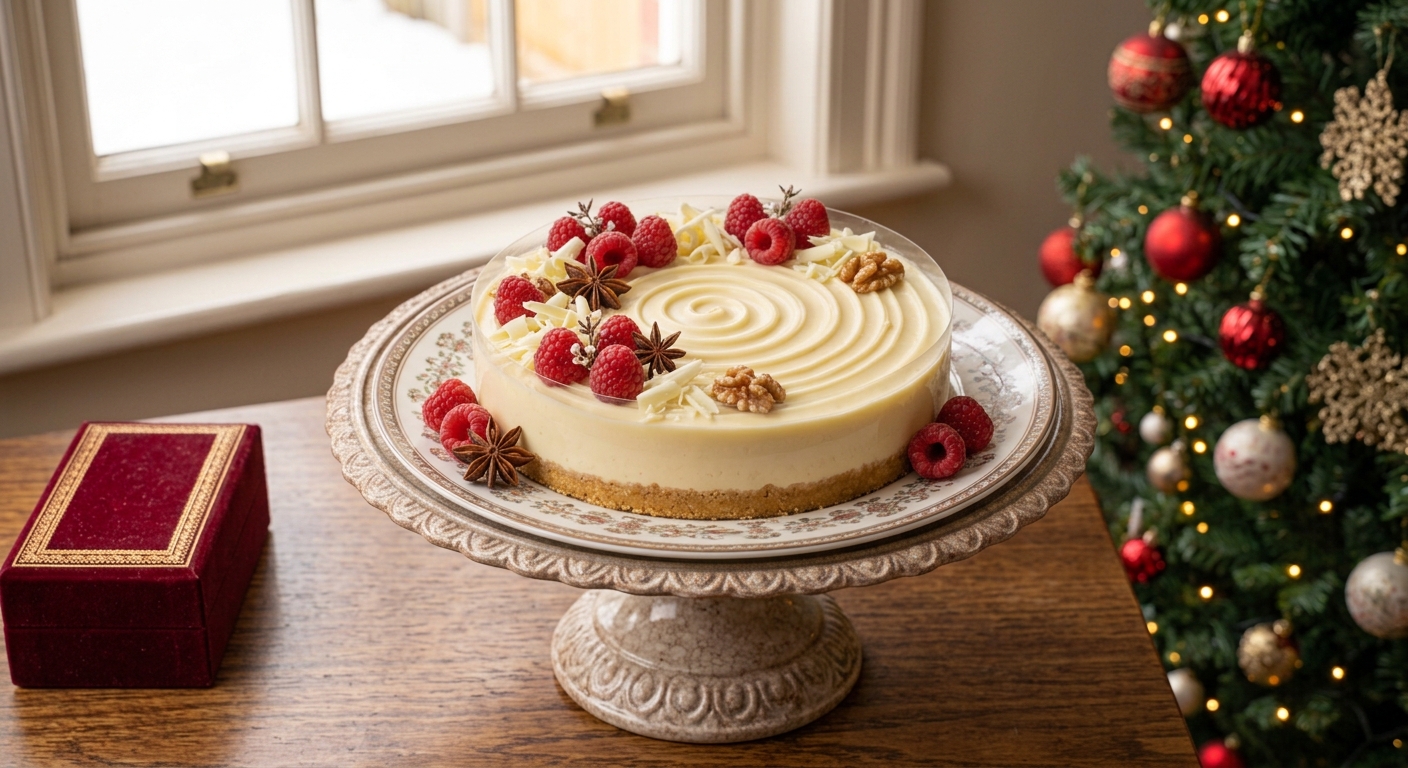 Cheesecake de chocolate blanco y frambuesas