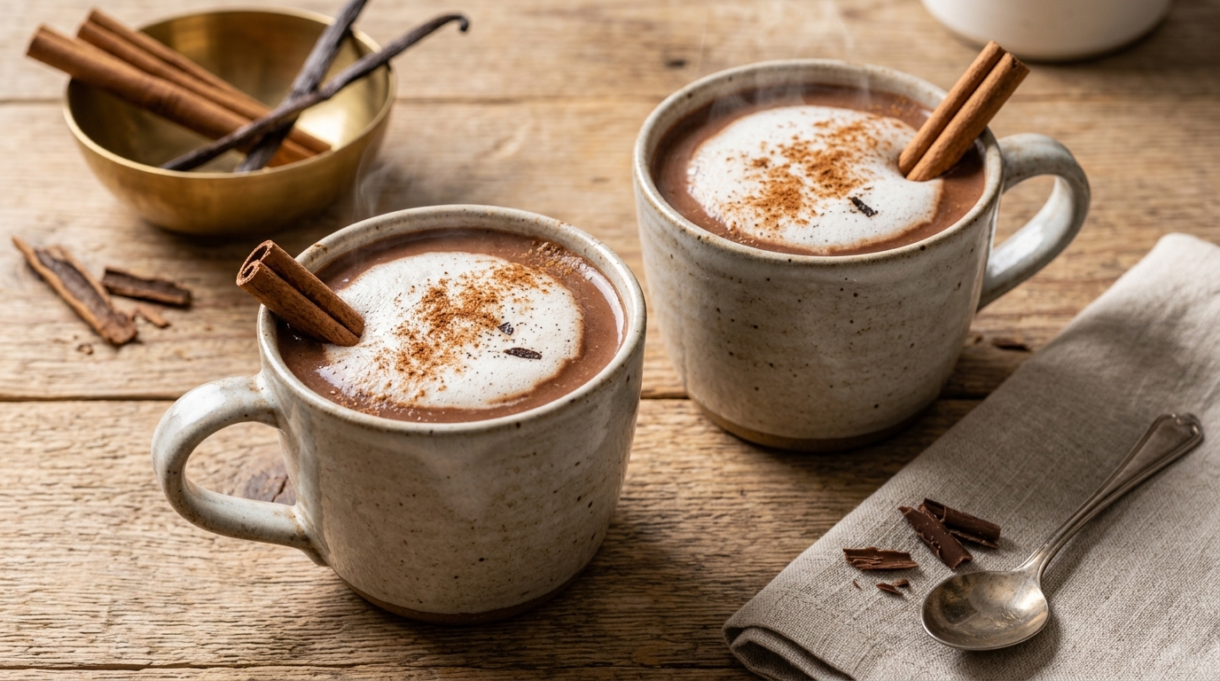 Chocolate caliente con canela y vainilla