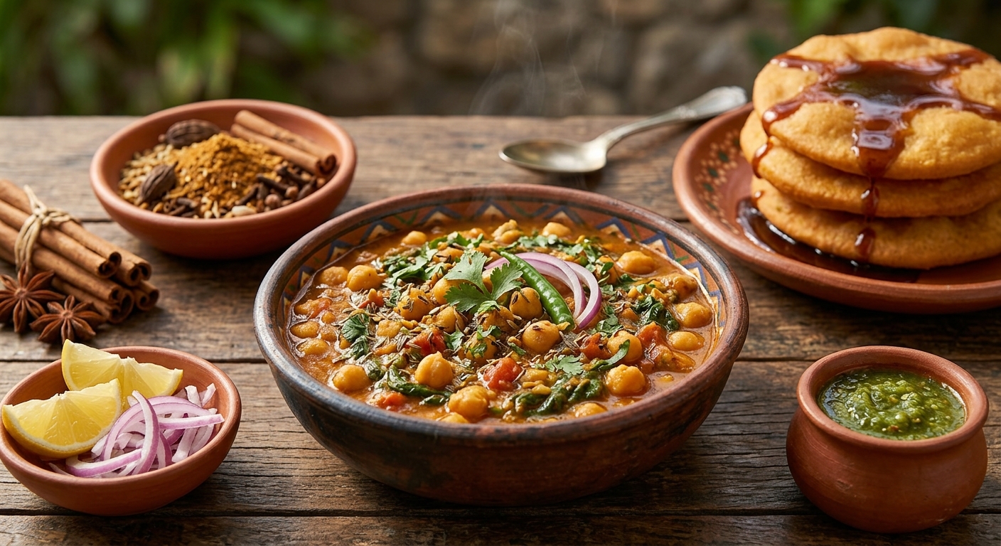 Curry de garbanzos y espinacas en salsa especiada de tomate