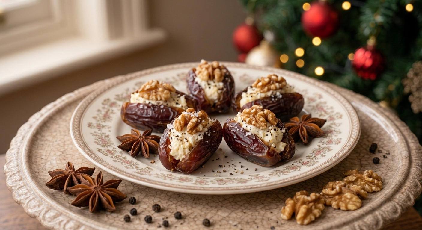 Dátiles rellenos de queso y nueces