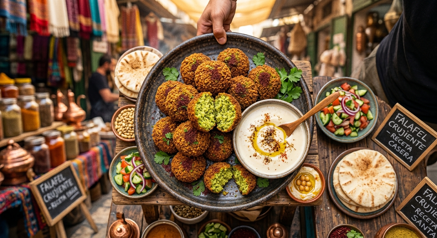 Falafel con salsa tahini listos para servir