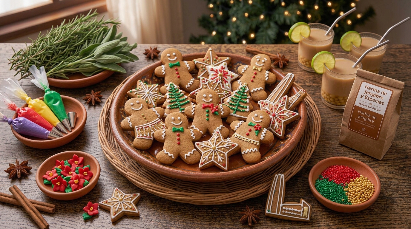 Galletas de jengibre decoradas con glaseado