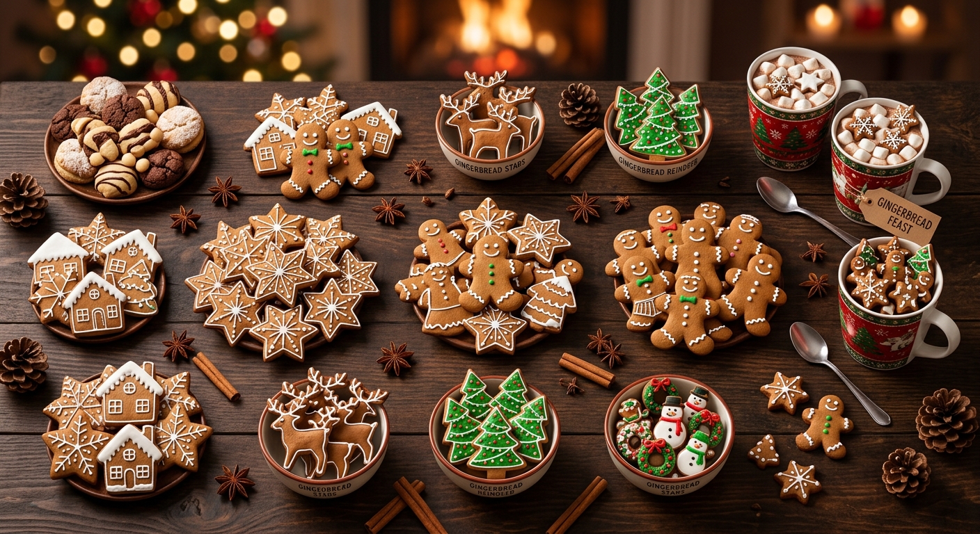 Galletas de mantequilla con formas navideñas terminado y listo para servir