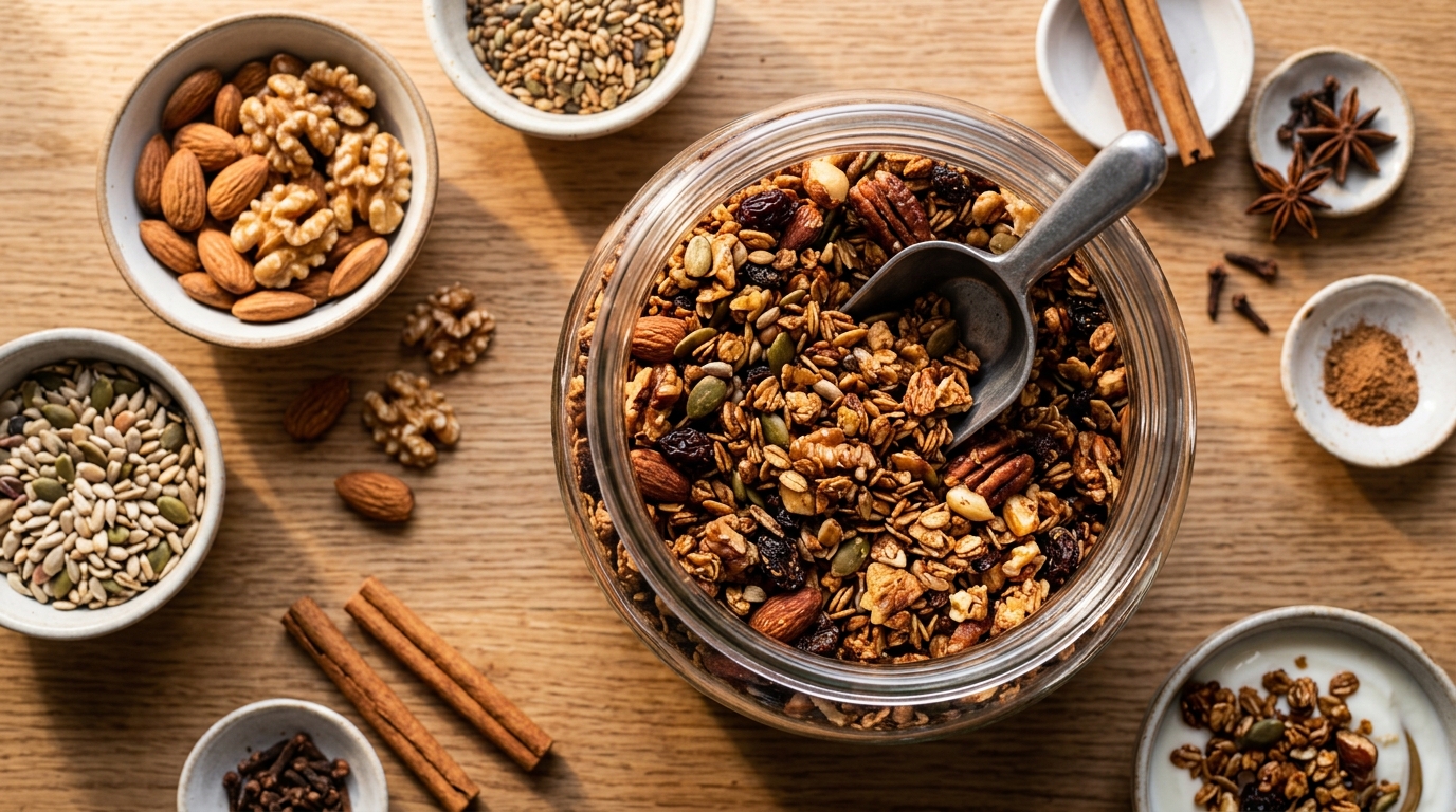 Granola especiada con frutos secos