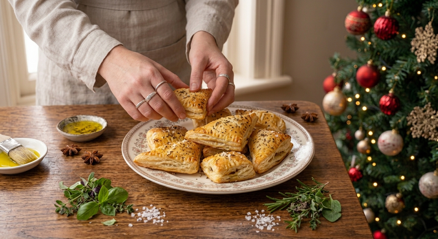 Hojaldres rellenos de queso y hierbas