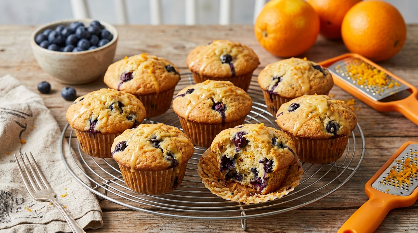 Muffins de arándanos y naranja