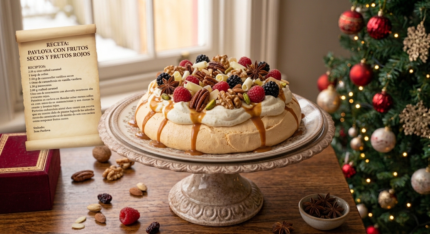 Pavlova con frutos secos