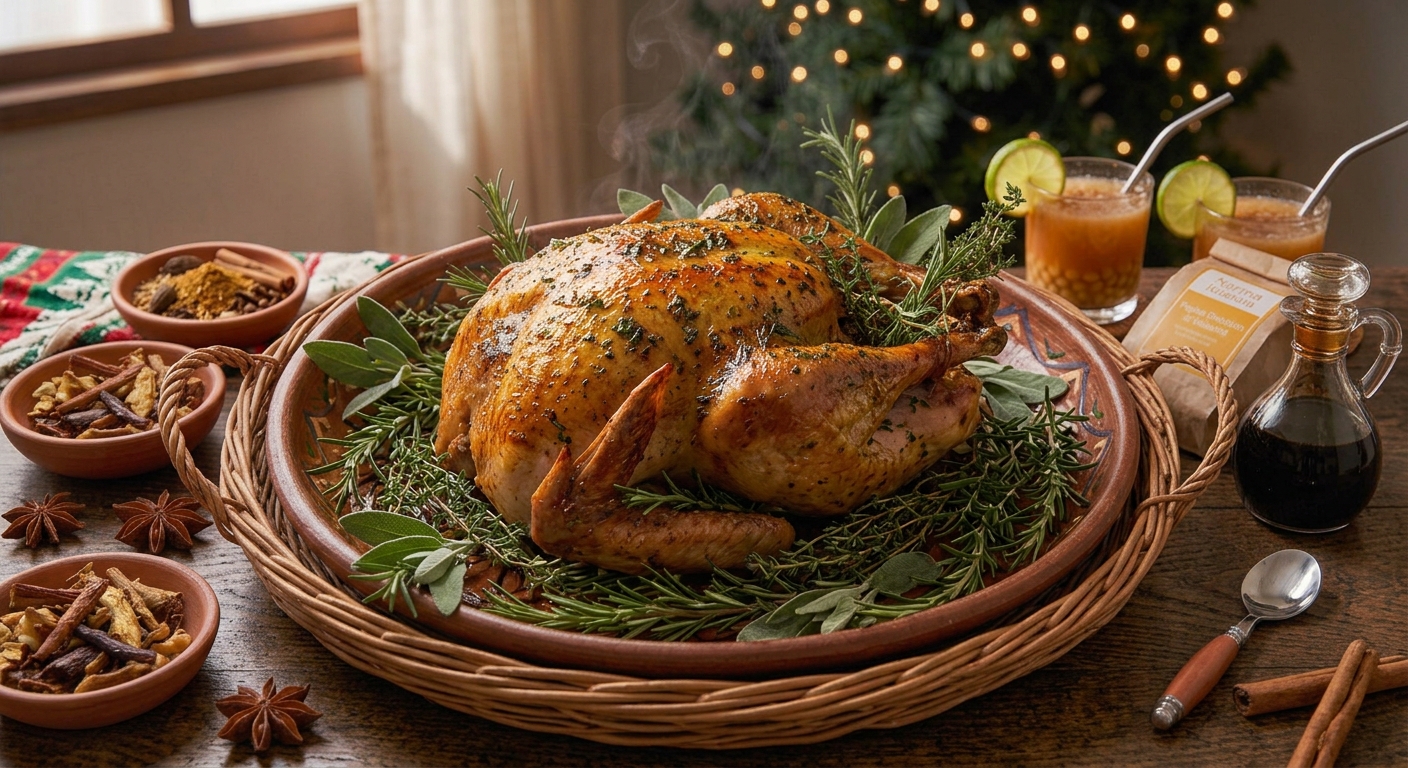 Pavo al horno con hierbas y mantequilla
