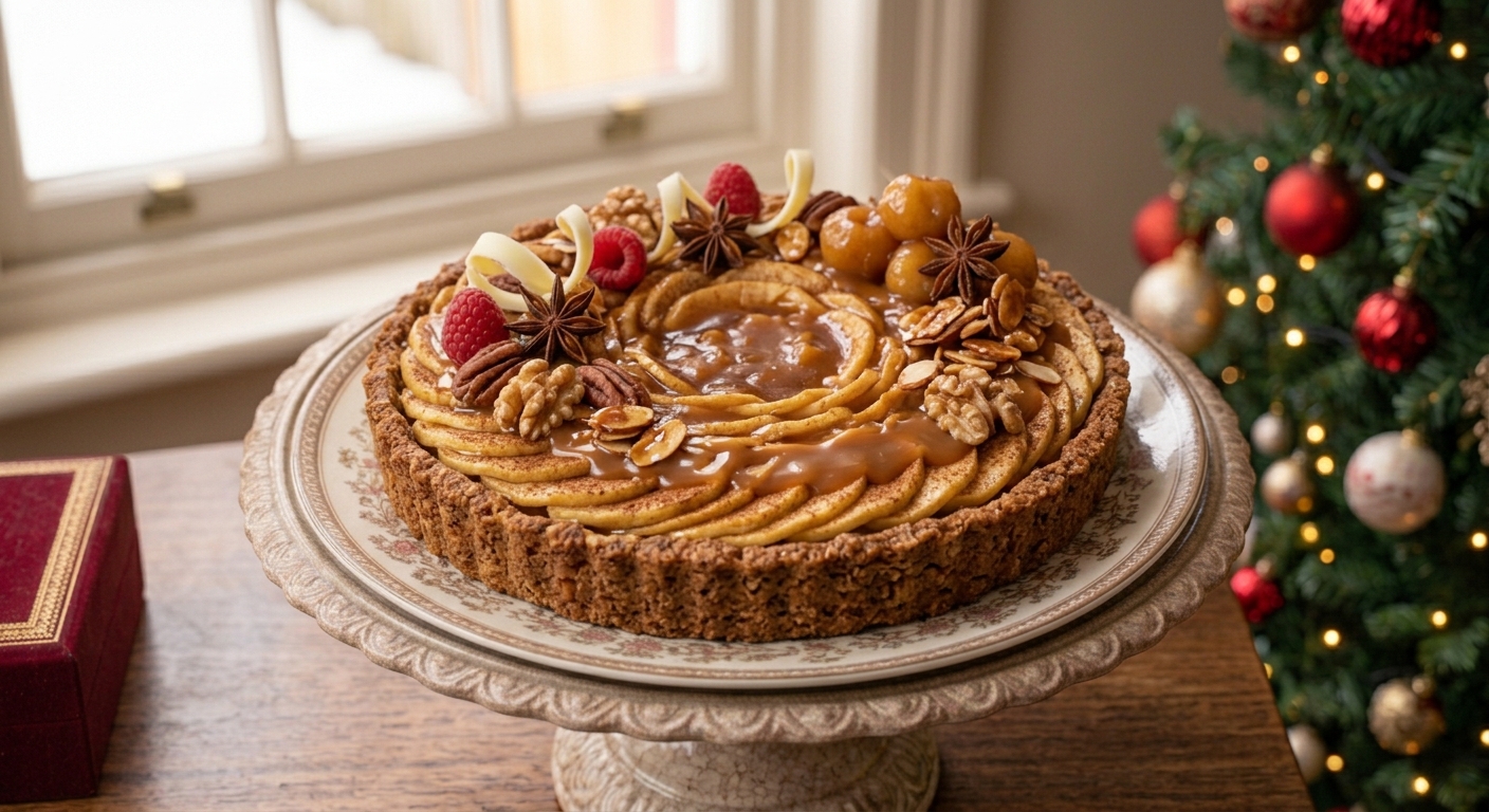 Tarta de manzana, canela y caramelo