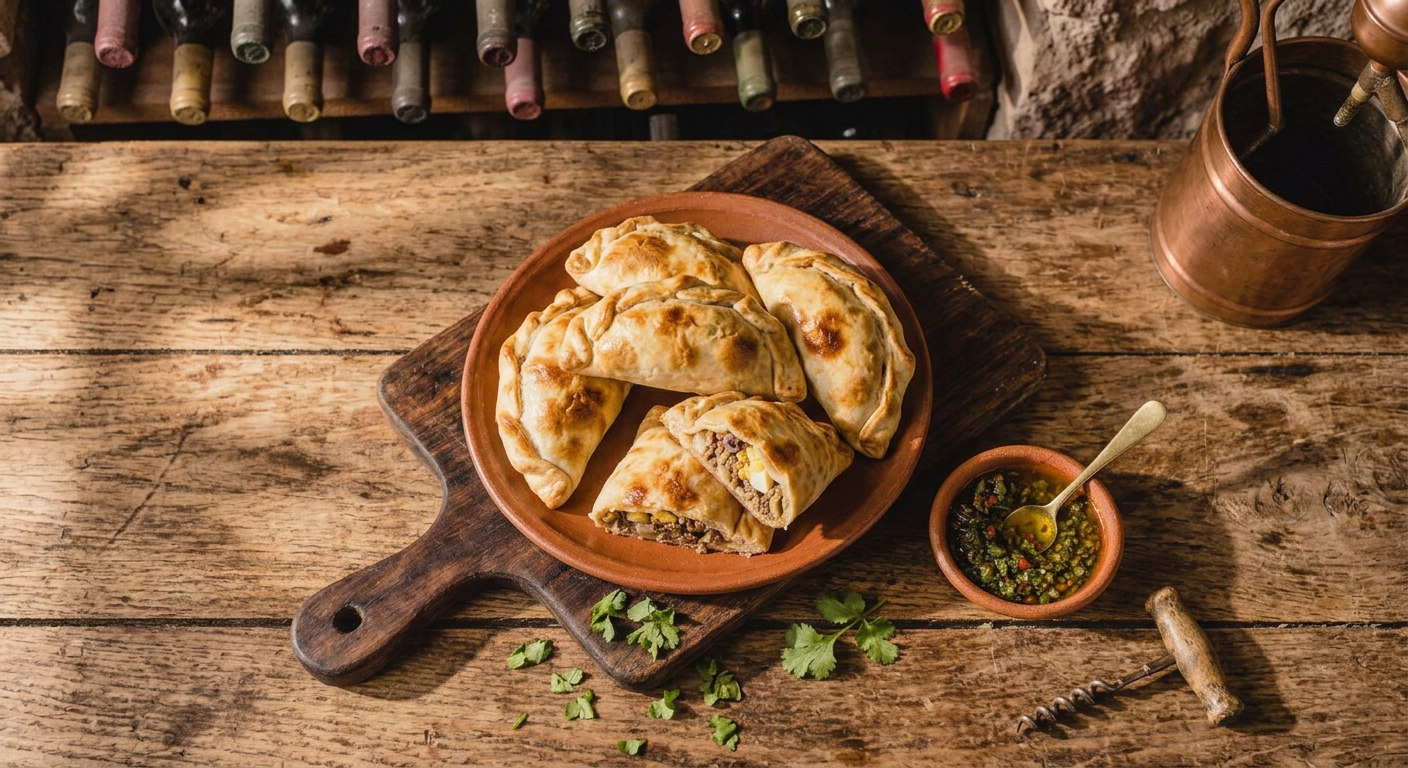 Empanadas mendocinas de carne recién horneadas