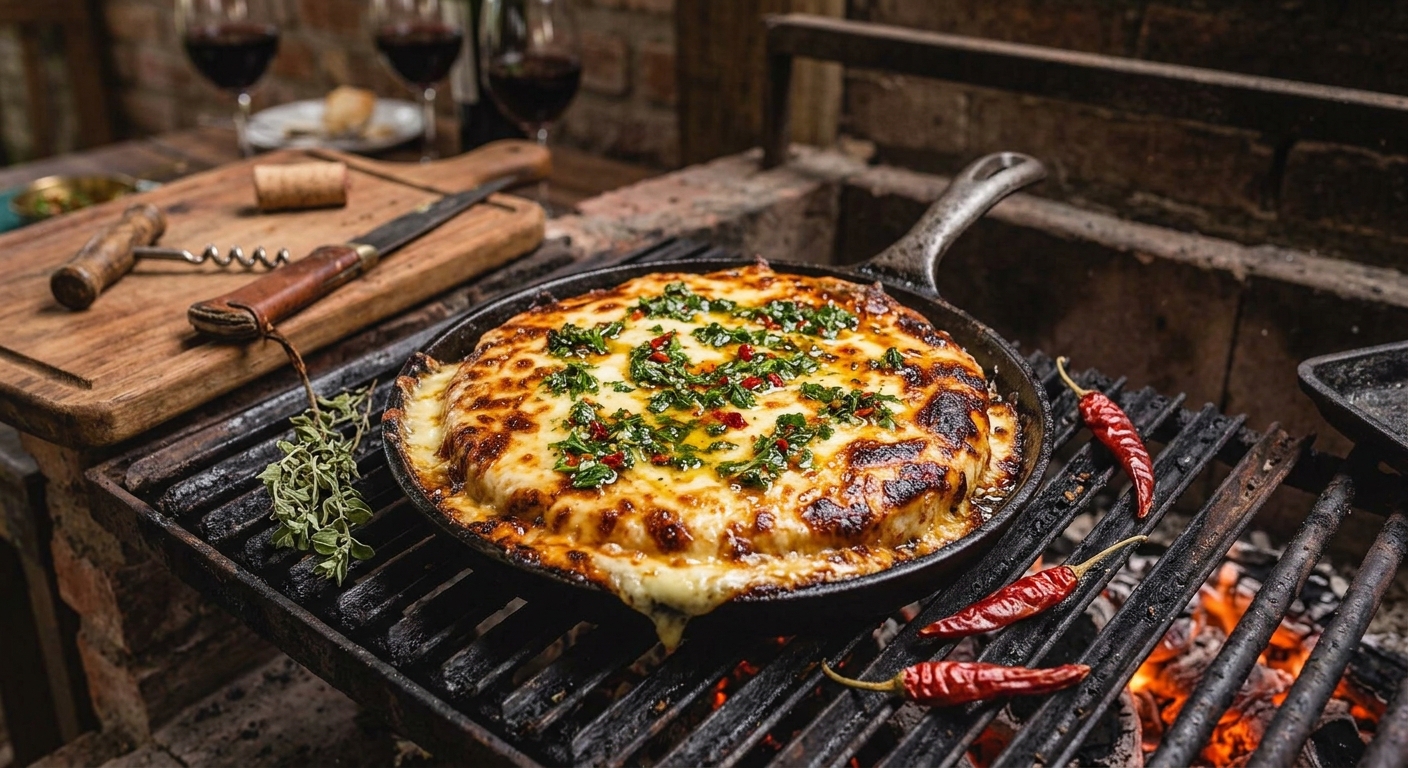 Provoleta argentina dorada con orégano y ají molido
