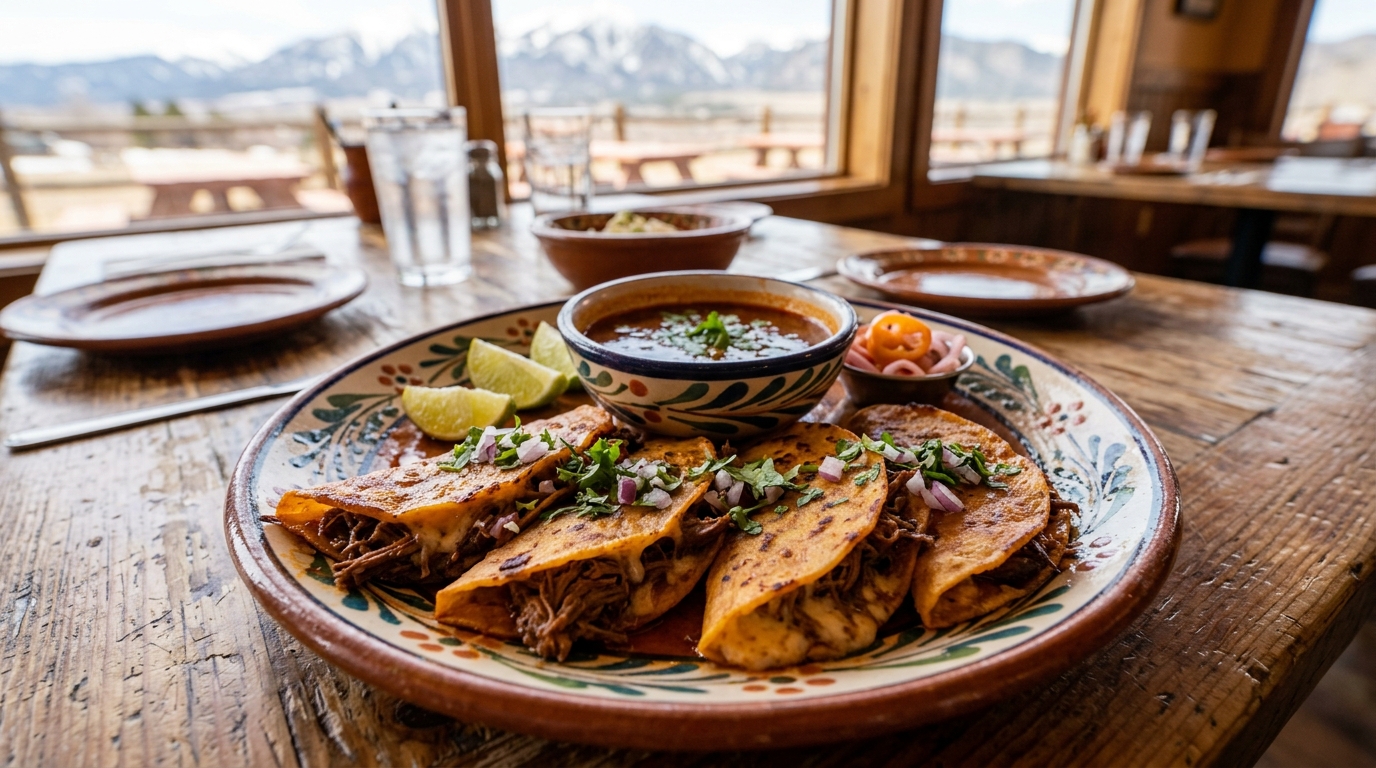 Tacos dorados de birria de res con su consomé